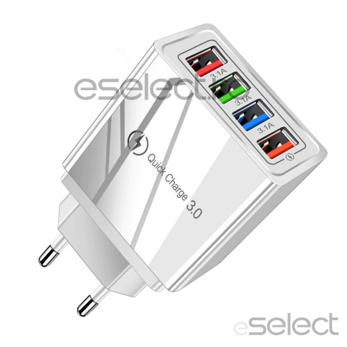 Adaptor priza 4 x USB 6039USB-alb