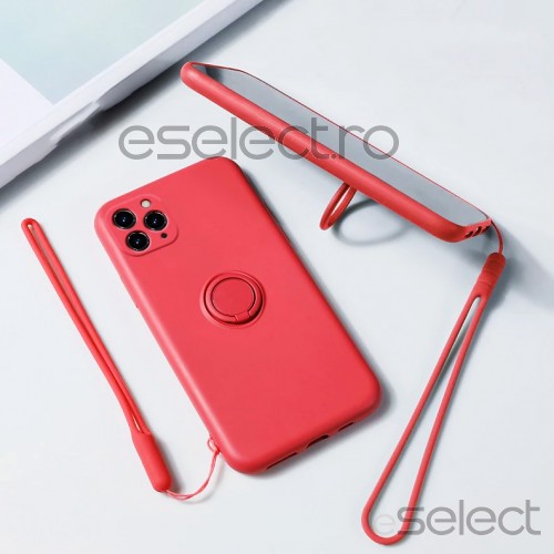 Husa silicon compatibila cu iPhone 12 Pro Max cu inel rotativ eSelect rosu