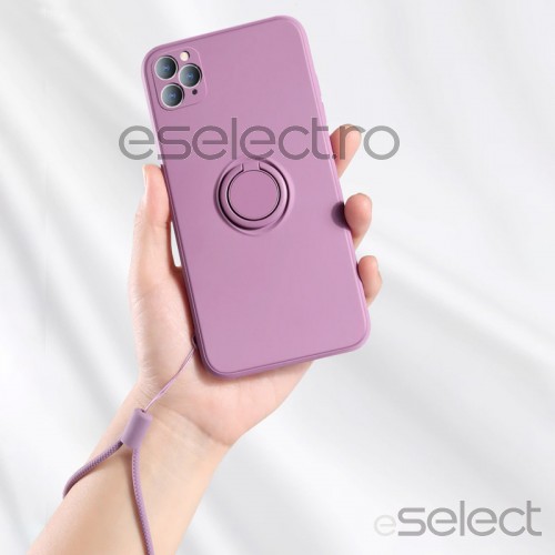 Husa silicon compatibila cu iPhone 12 Pro cu inel rotativ eSelect lila