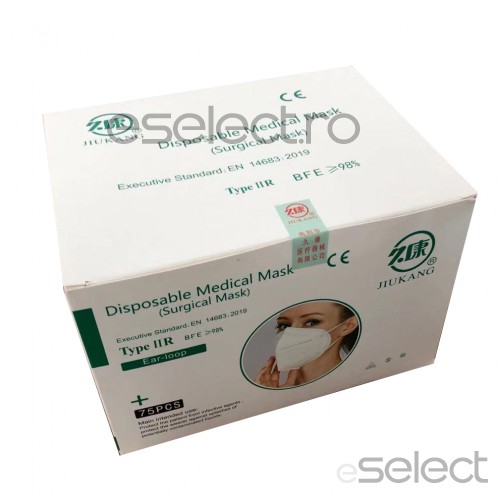 Set 75 bucati Masca Medicala de protectie, tip II R (Folding Type), filtrare BFE ≥ 98%, protectie medicala, sigilate individual