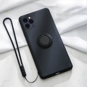 Husa silicon compatibila cu iPhone 12 Pro Max cu inel rotativ eSelect negru