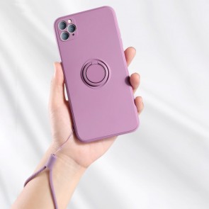 Husa silicon compatibila cu iPhone 12 Pro cu inel rotativ eSelect lila