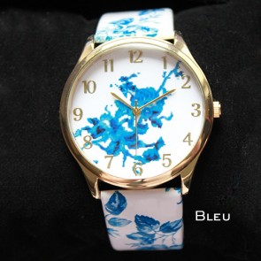 Ceas Dama Quartz Geneva Floral-bleu