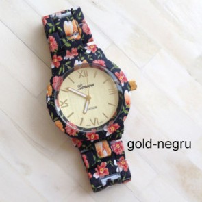 Ceas Dama Quartz Geneva Platinum Blossom-gold - negru