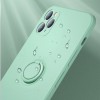 Husa silicon compatibila cu iPhone 12 cu inel rotativ eSelect verde